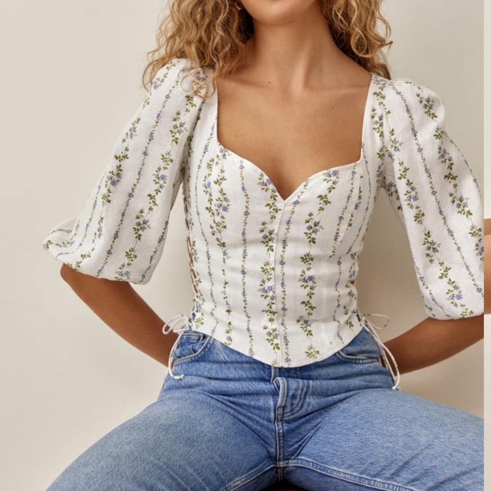 Reformation prego linen top